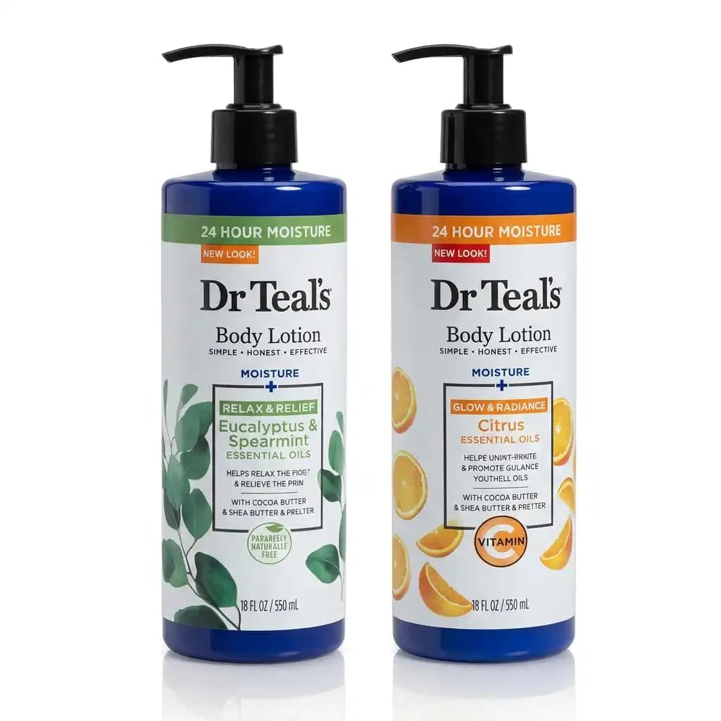 Dr Teal's 24 Hour Moisture Body Lotion Eucalyptus & Spearmint + Citrus Essential Oil 532ml
