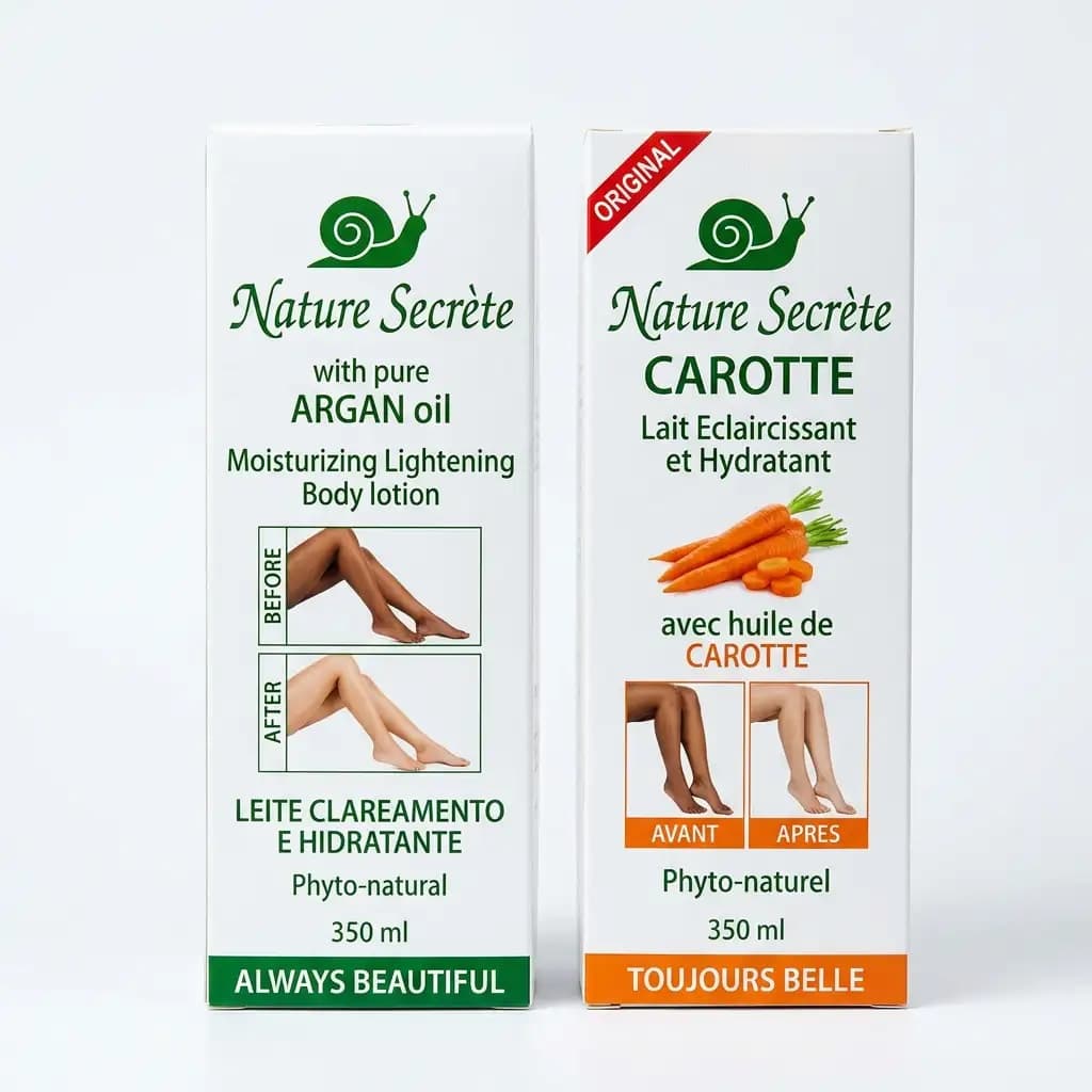 Nature Secrète Argan Oil Moisturizing Lightening Body Lotion + Carrot Lait Éclaircissant 350ml