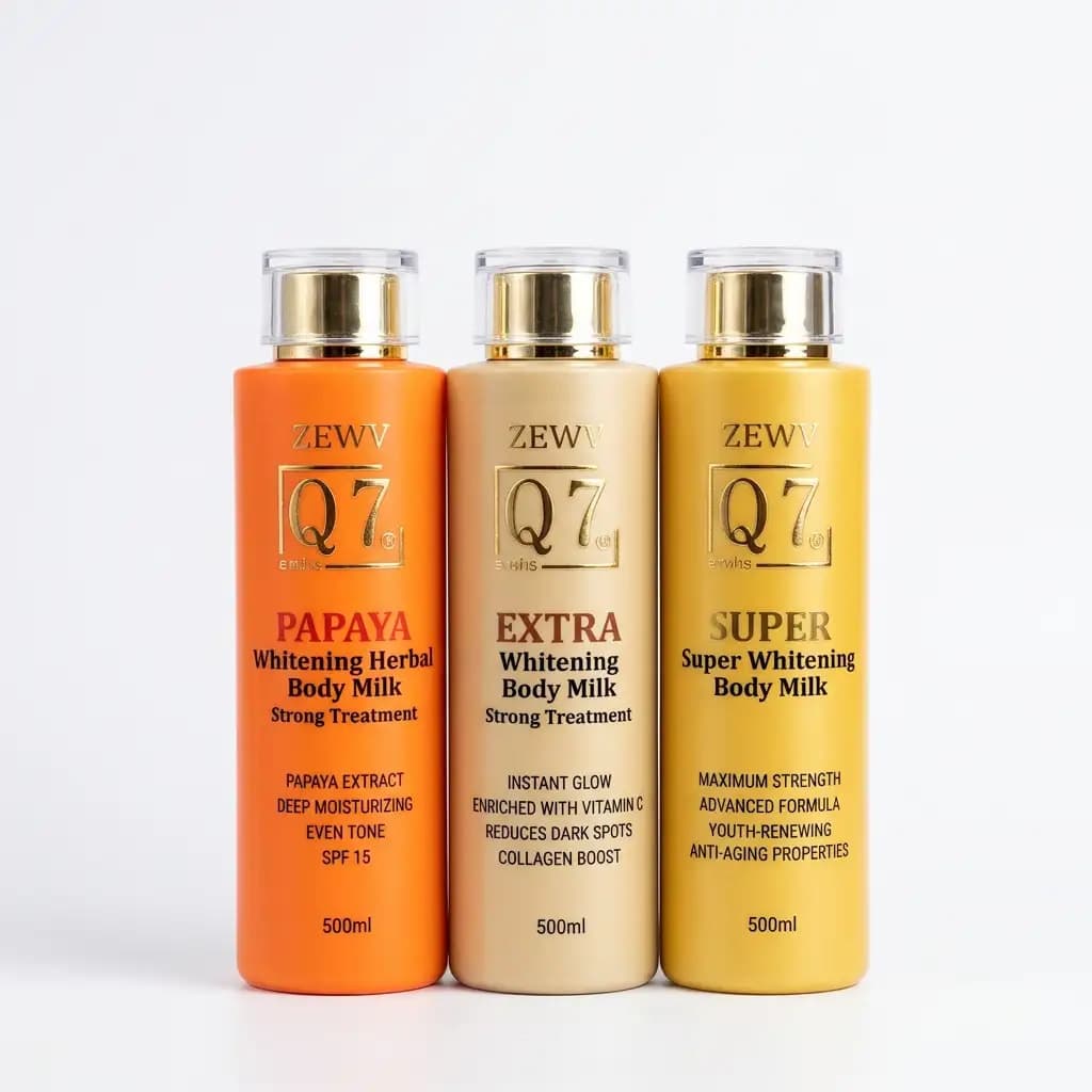 EWV Q7 Papaya + Carrot Extracts + 24K Gold Super Whitening Body Milk 500ml