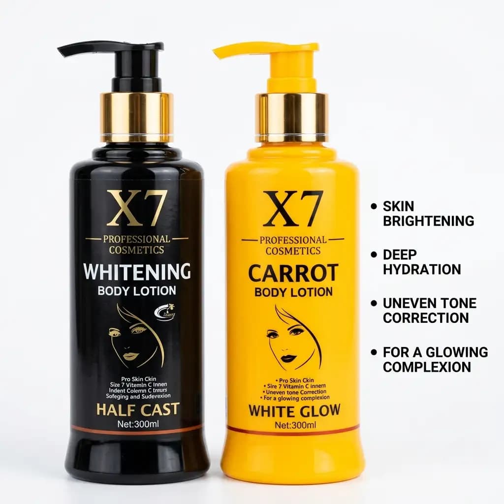 X7 Professional Half Cast Skin Whitening + Carrot Skin Whitening Body Lotion 300ml