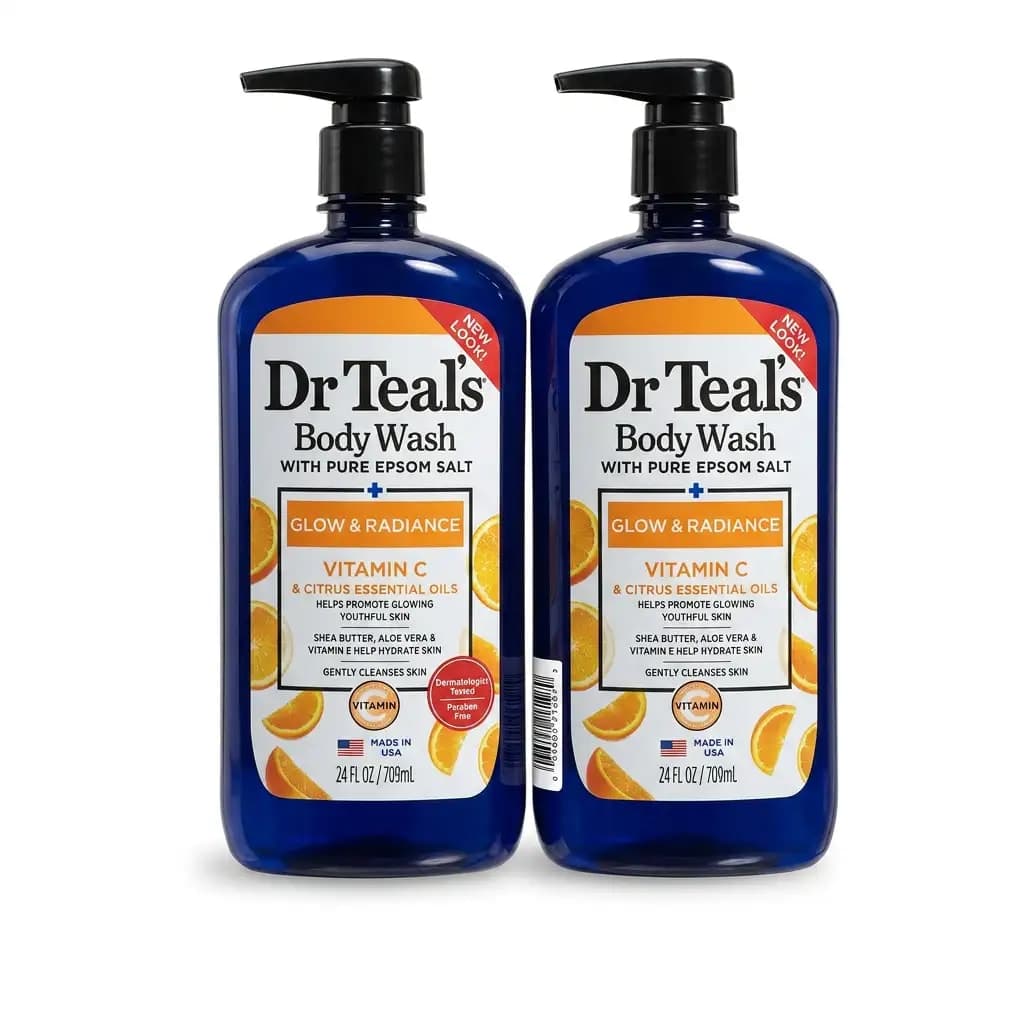 Dr Teal's Body Wash with Pure Epsom Salt Glow & Radiance Vitamin C & Citrus Essential Oils 710ml