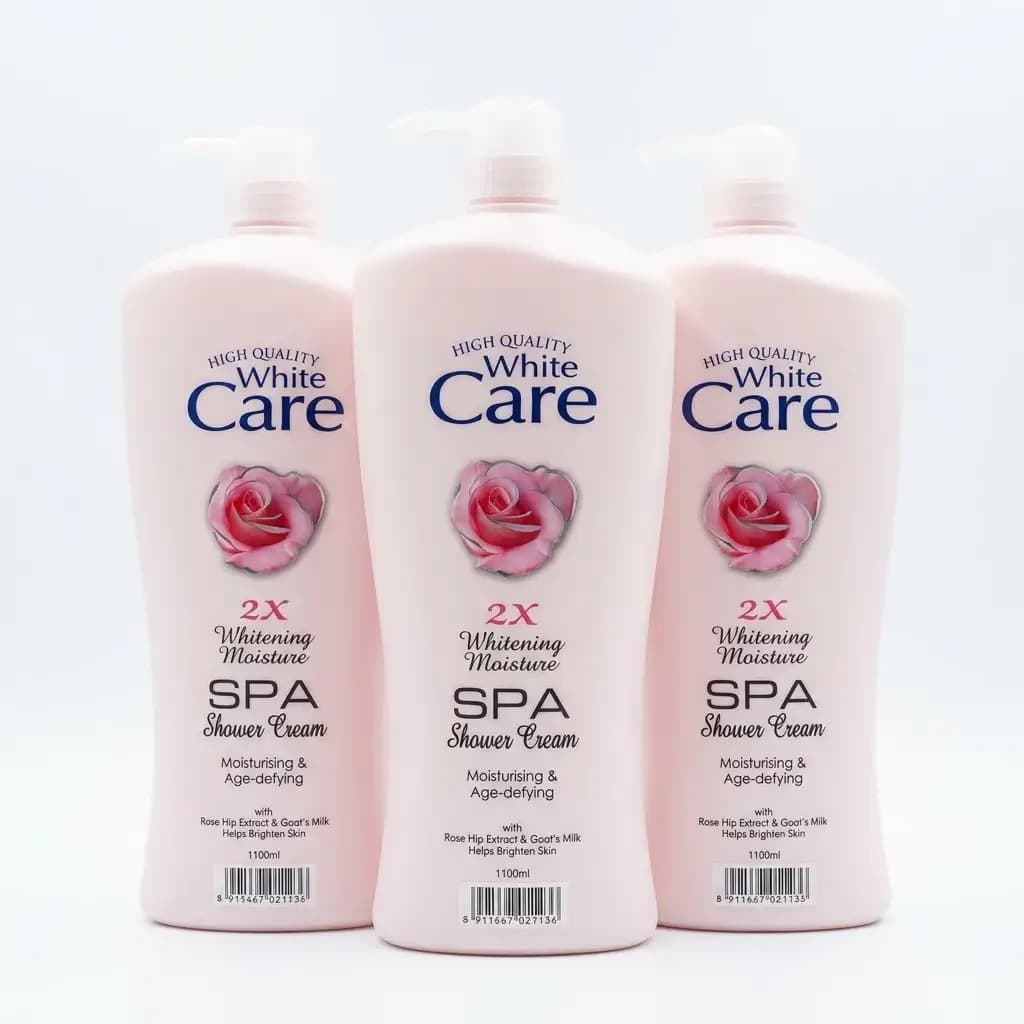 White Care High Quality 2X Whitening Moisture SPA Shower Cream Moisturising & Age-defying with Rose Hip Extract & Goat's Milk 1100ml