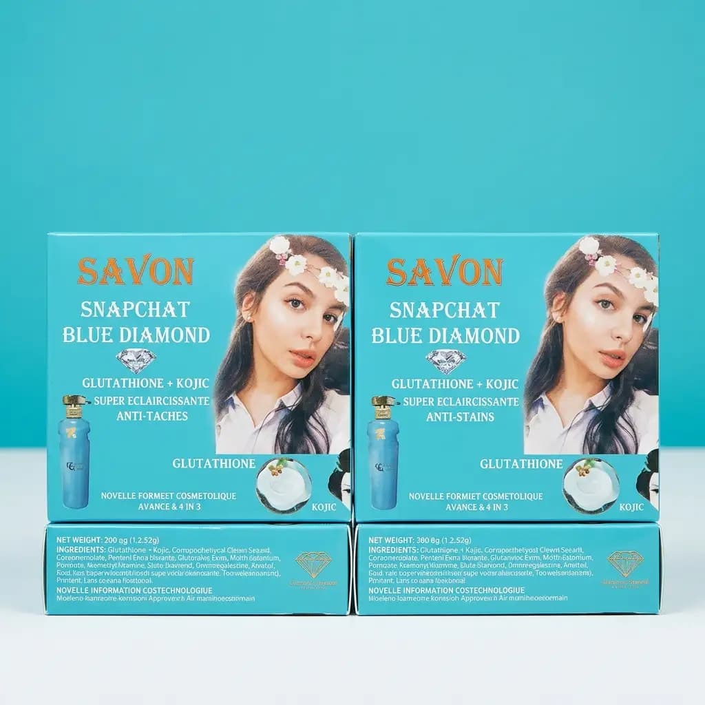 Savon Snapchat Blue Diamond Glutathione + Kojic Super Éclaircissante Anti-Taches Soap 120g
