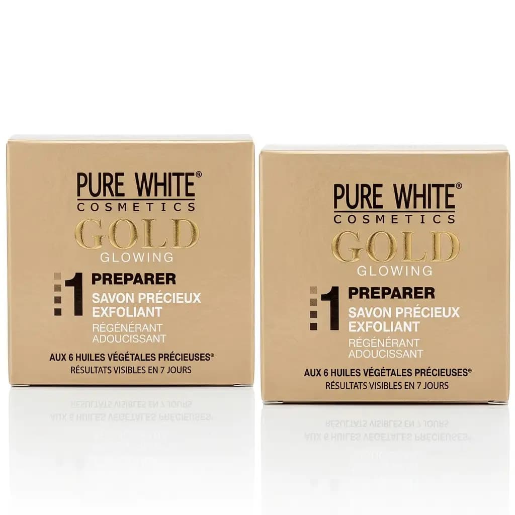Pure White Cosmetics Gold Glowing Step 1 Preparer Savon Précieux Exfoliant 200g