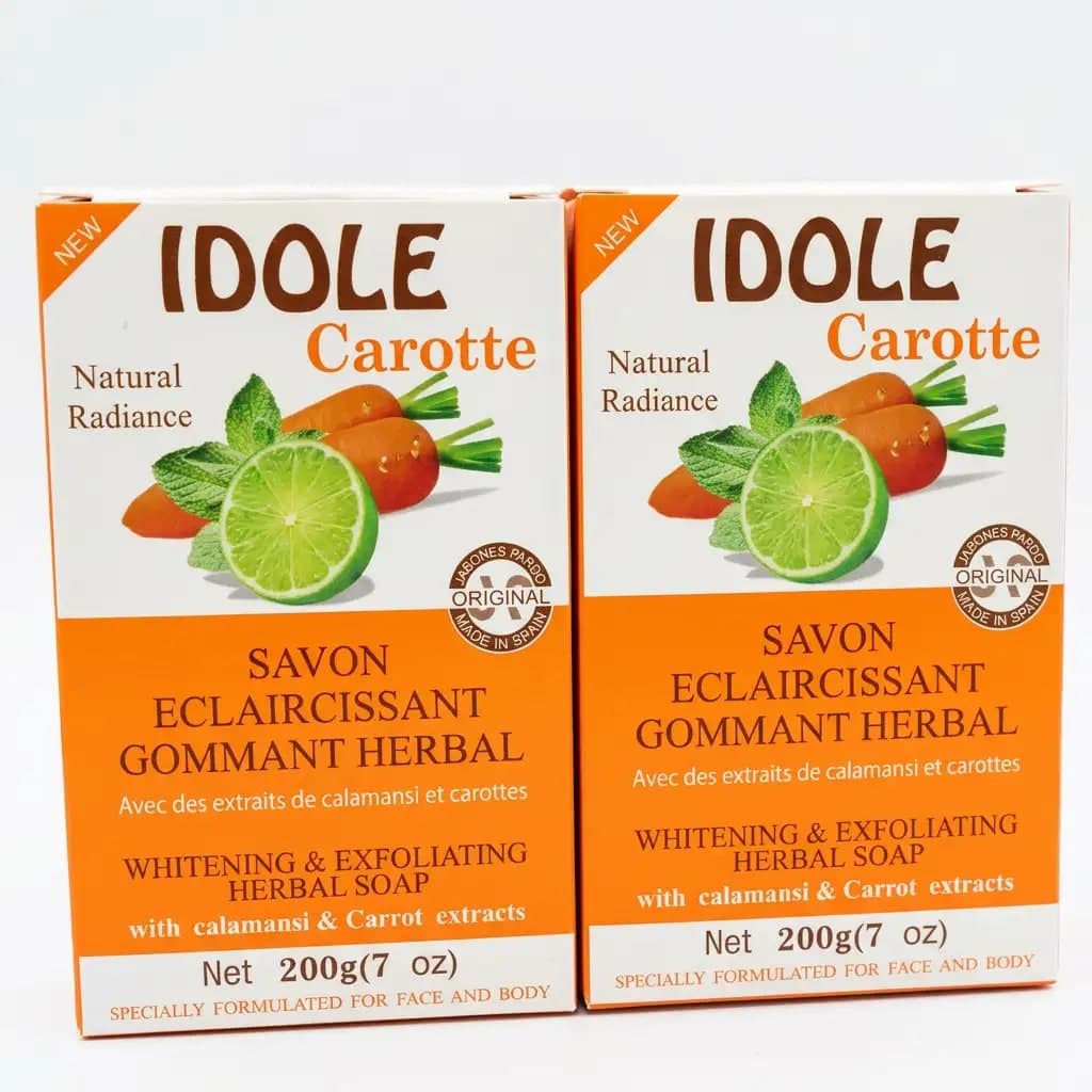 Idole Carotte Natural Radiance Savon Éclaircissant Gommant Herbal Whitening & Exfoliating Soap with Calamansi & Carrot 200g