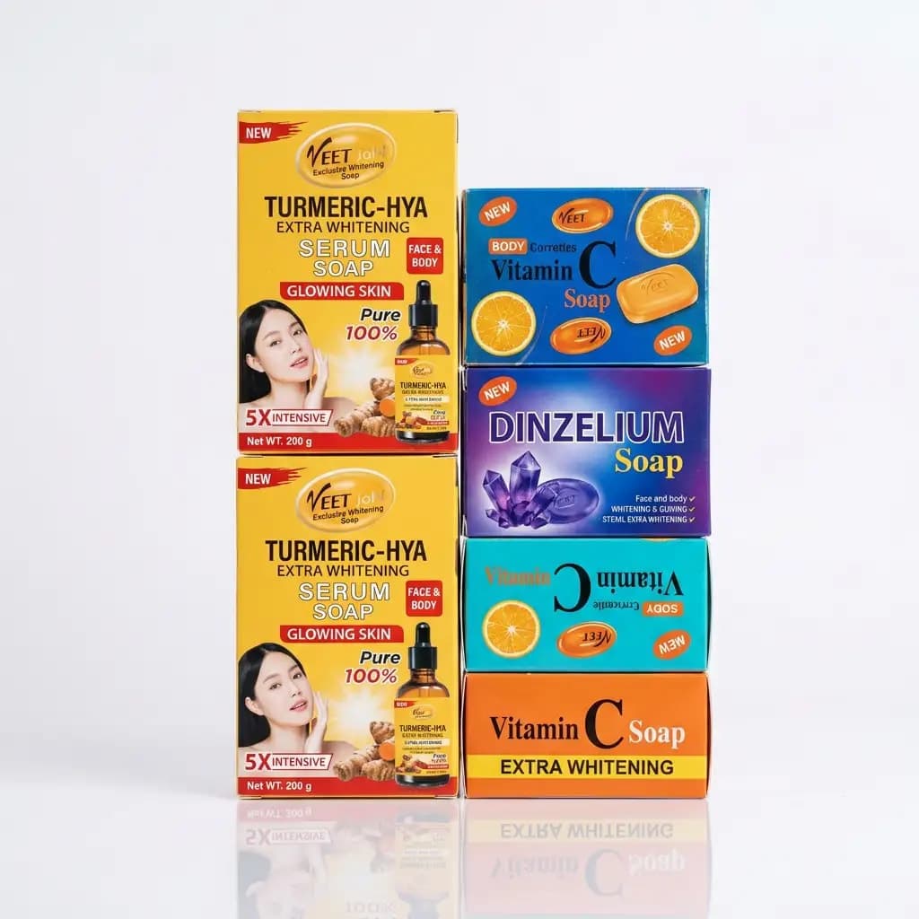 VEETgold Turmeric-HYA Extra Whitening Serum Soap Face & Body Glowing Skin 200g
