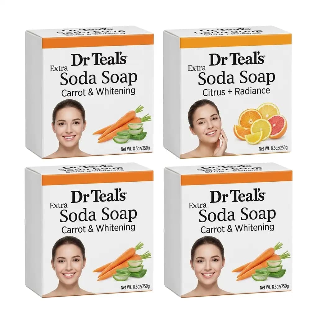 Dr. Teal's Soda Soap Carrot & Whitening + Citrus & Radiance with Exfoliating Peanut Seed 250g
