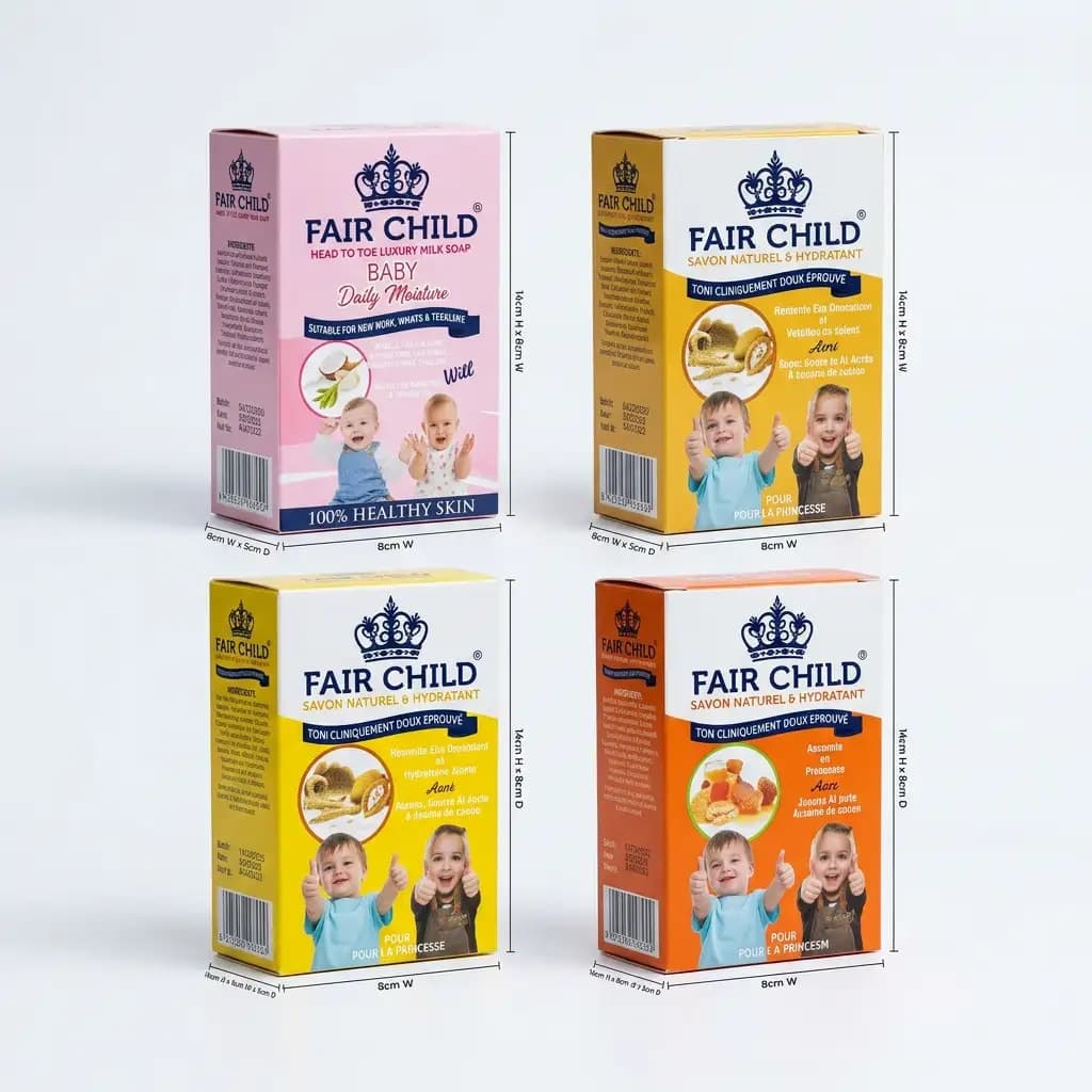 Fair Child Baby Daily Moisture Head-to-Toe Luxury Milk Soap + Kids Natural & Softening Soap 100g