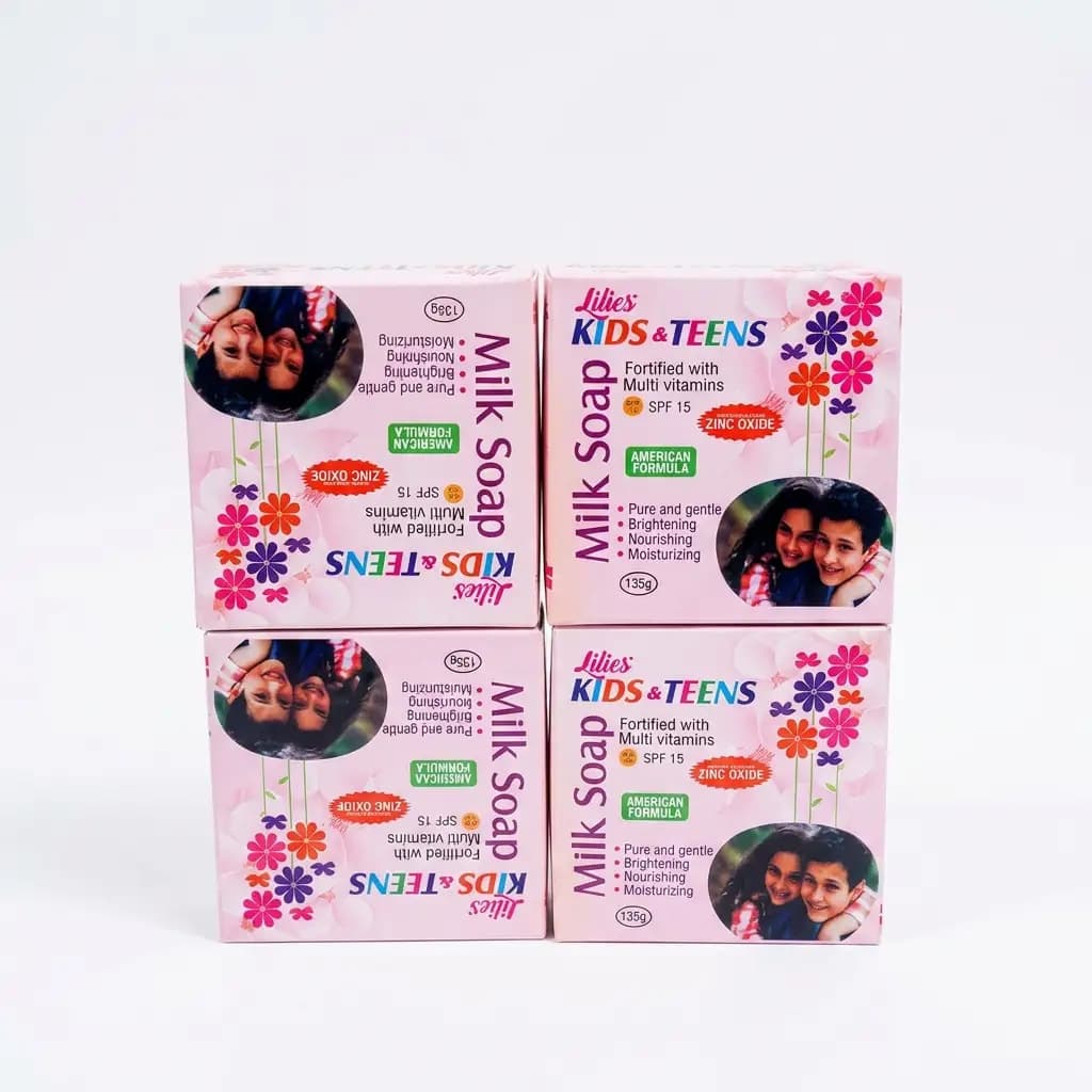 Lilies Kids & Teens Milk Soap Fortified with Multi Vitamins SPF15 Zinc Oxide 135g