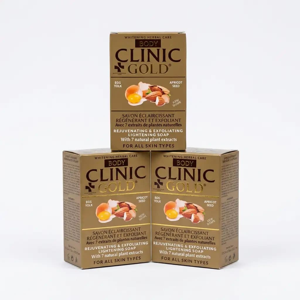 Body Clinic Gold Rejuvenating & Exfoliating Lightening Soap with Egg Yolk & Apricot Seed 175g