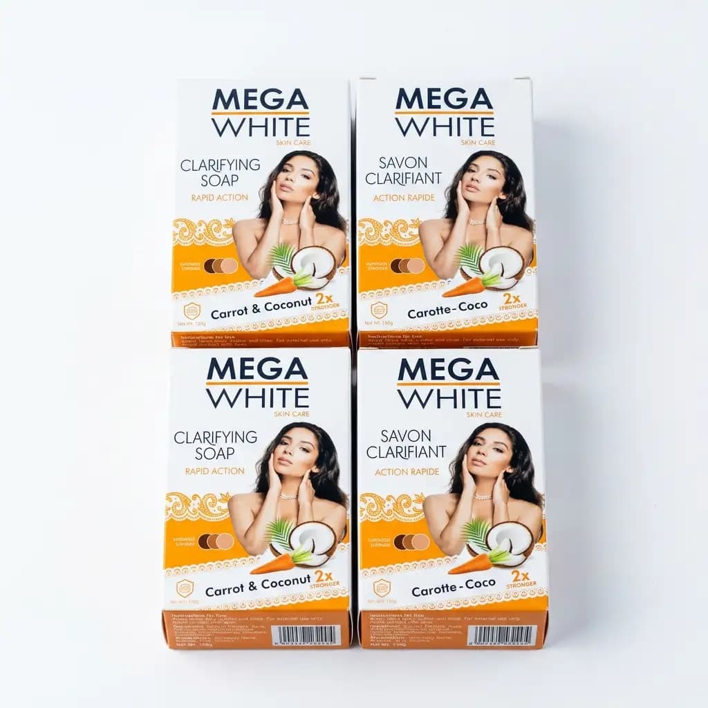 Mega White Skin Care Clarifying Soap Rapid Action Carrot & Coconut 2x Stronger 200g
