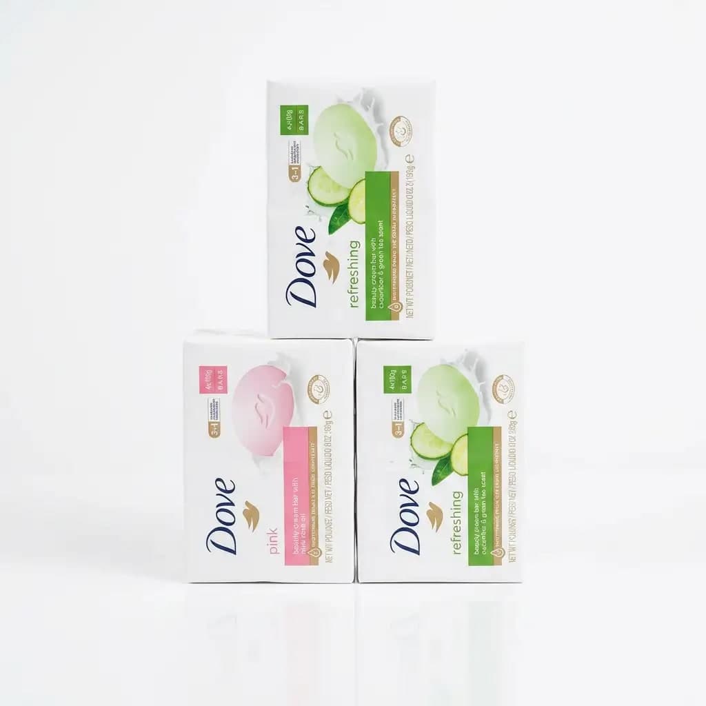 Dove Refreshing Beauty Cream Bar Cucumber & Green Tea + Dove Pink Beauty Bar 4x90g