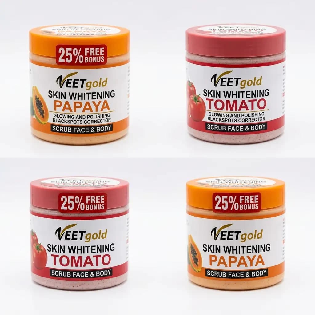 VEETgold SPA Skin Whitening Papaya + Tomato Glowing and Polishing Black Spots Corrector Scrub Face & Body 500g