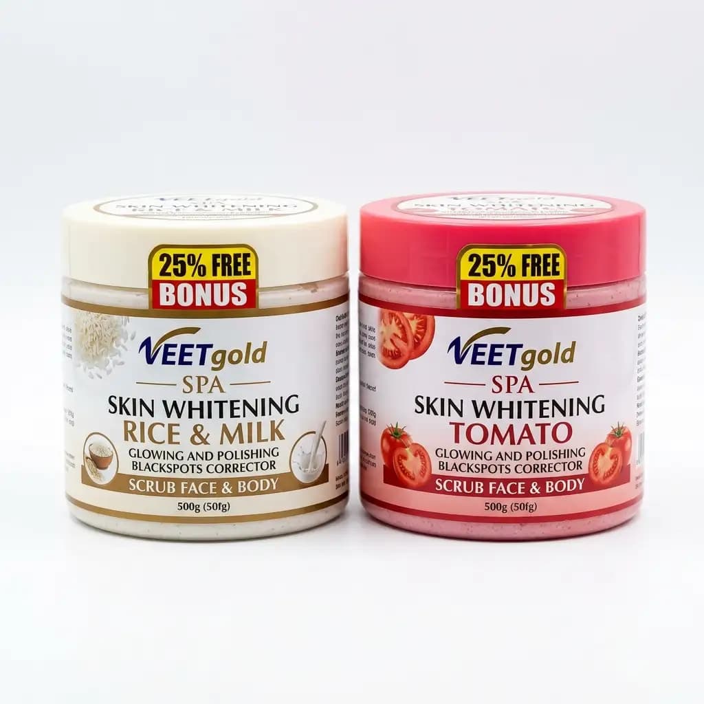 VEETgold SPA Skin Whitening Rice & Milk + Tomato Glowing and Polishing Black Spots Corrector Scrub Face & Body 500g