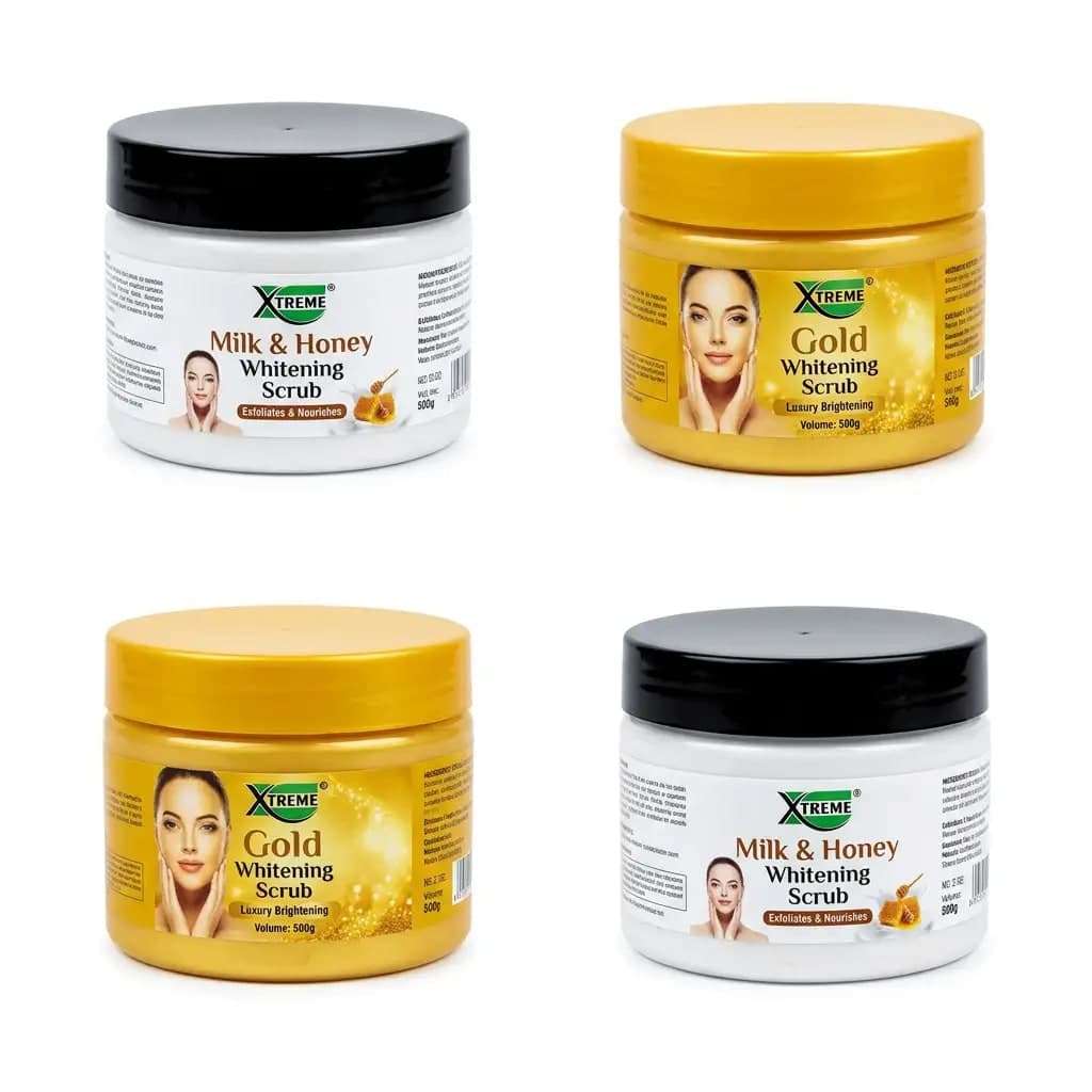 Xtreme Collection Milk & Honey Whitening Scrub + Xtreme Collection Gold Whitening Scrub Face & Body 500g