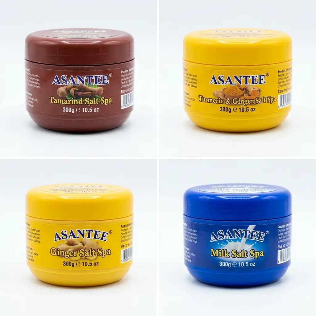 Asantee Tamarind Salt Spa + Asantee Turmeric & Ginger Salt Spa + Asantee Milk Salt Spa Honey Collagen 300g