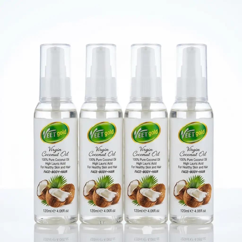 VEETgold Virgin Coconut Oil 100% Pure Coconut Oil High Lauric Acid Face Body Hair 120ml