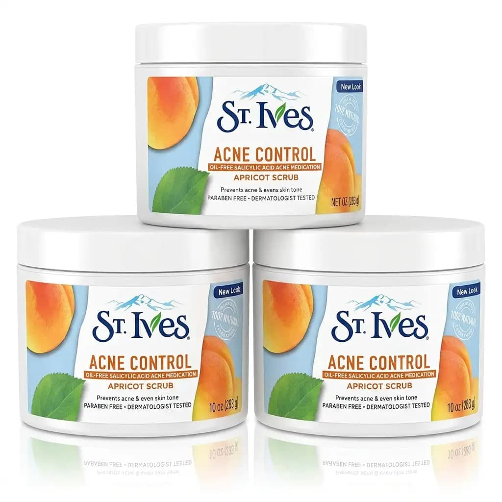 St. Ives Acne Control Oil-Free Salicylic Acid Acne Medication Apricot Scrub Paraben Free Dermatologist Tested 227g