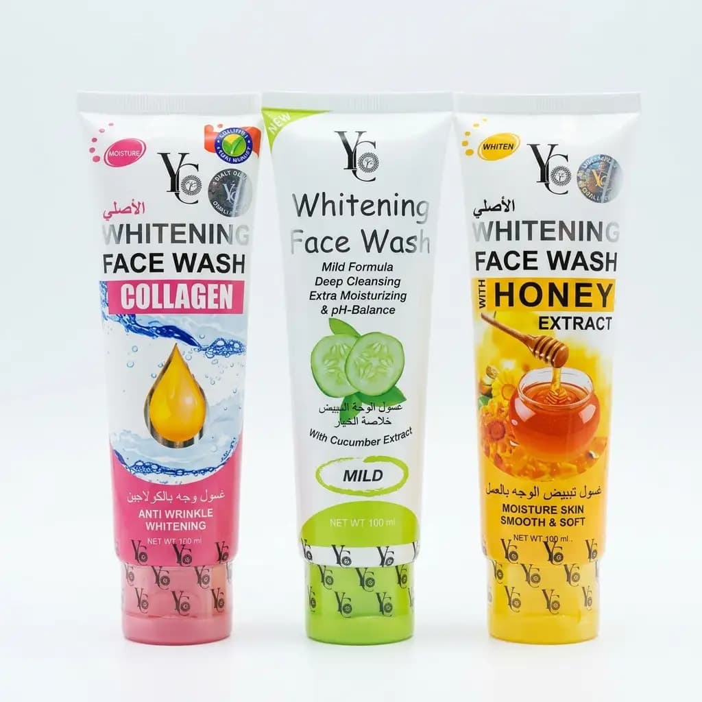 YC Whitening Face Wash Collagen, Cucumber & Honey Extract 100ml (Bundle)