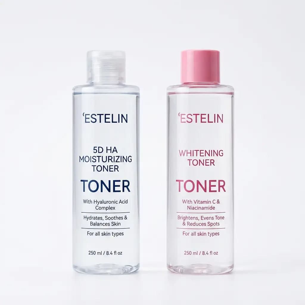 Estelin 5DHA Moisturizing Toner Hyaluronic Acid + Niacinamide & Whitening Toner Arbutin + Glutathione (Bundle) 100ml
