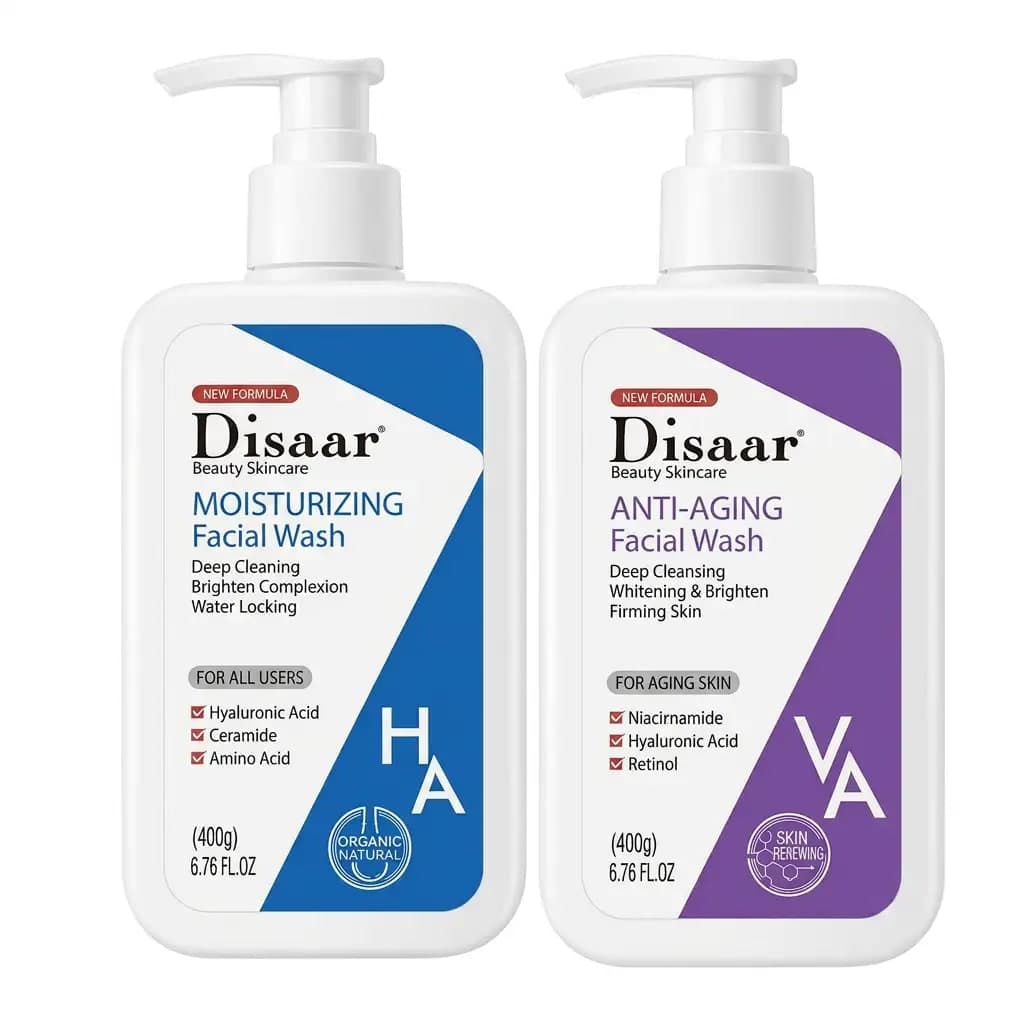 Disaar Moisturizing Facial Wash HA + Ceramide & Anti-Aging Facial Wash VA + Retinol 200g (Bundle)
