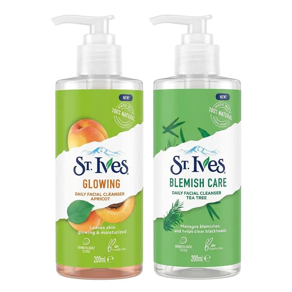 St. Ives Glowing Apricot Daily Facial Cleanser + Blemish Care Tea Tree Daily Facial Cleanser 200ml