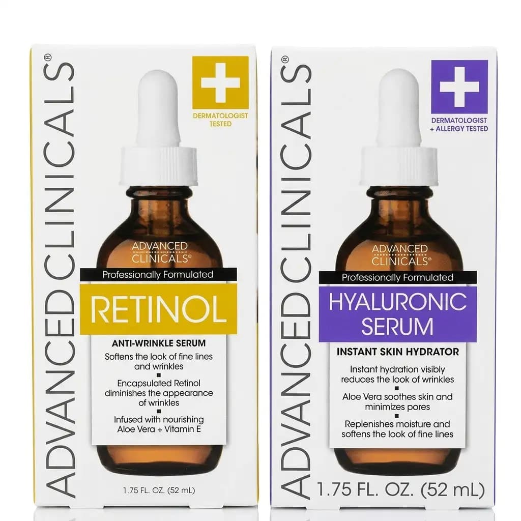 Advanced Clinicals Retinol Anti-Wrinkle Serum + Hyaluronic Serum Instant Skin Hydrator 52ml