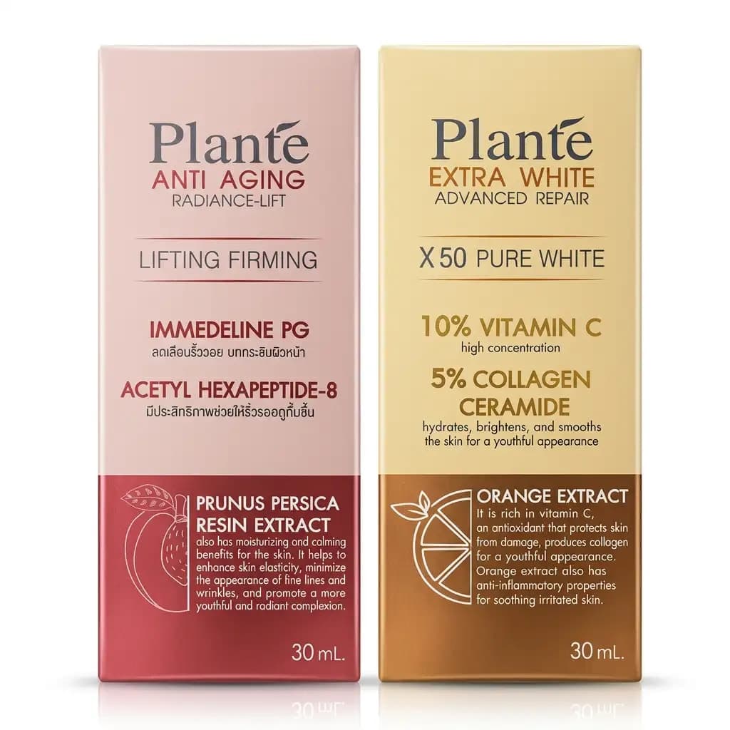 Plante Anti Aging Radiance-Lift Lifting Firming Serum + Extra White Advanced Repair X50 Vitamin C Collagen Ceramide 30ml