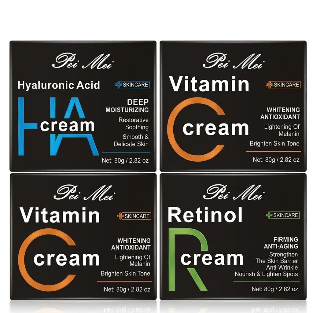 Pei Mei Hyaluronic Acid HA Deep Moisturizing Cream + Vitamin C Whitening Cream + Retinol Firming Cream 80g