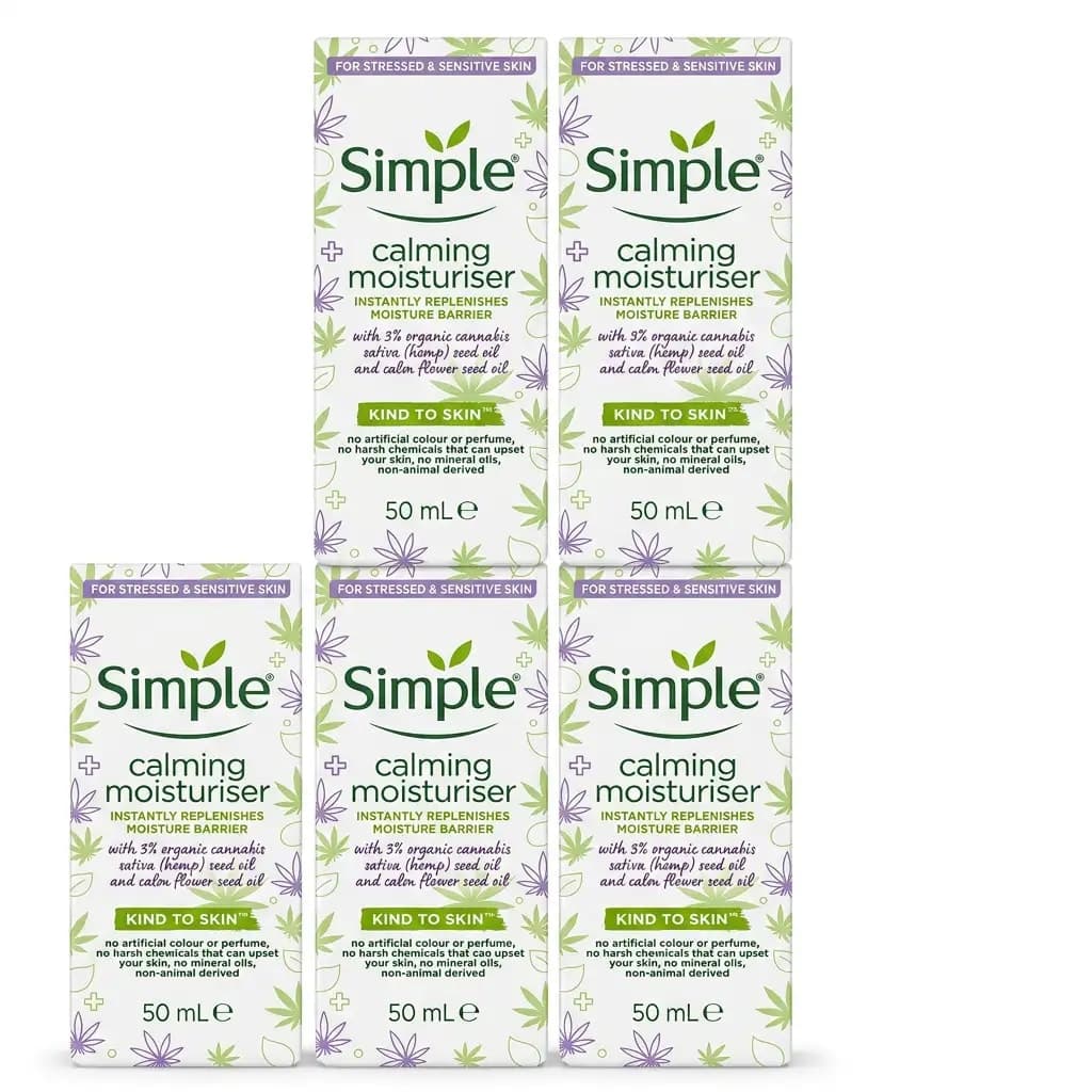 Simple Kind to Skin Calming Moisturiser with 3% Organic Cannabis Sativa Hemp Seed Oil 50ml