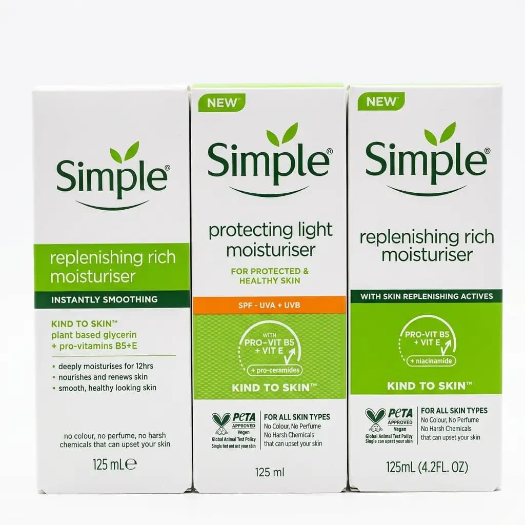 Simple Kind to Skin Replenishing Rich Moisturiser & Protecting Light Moisturiser SPF 125ml