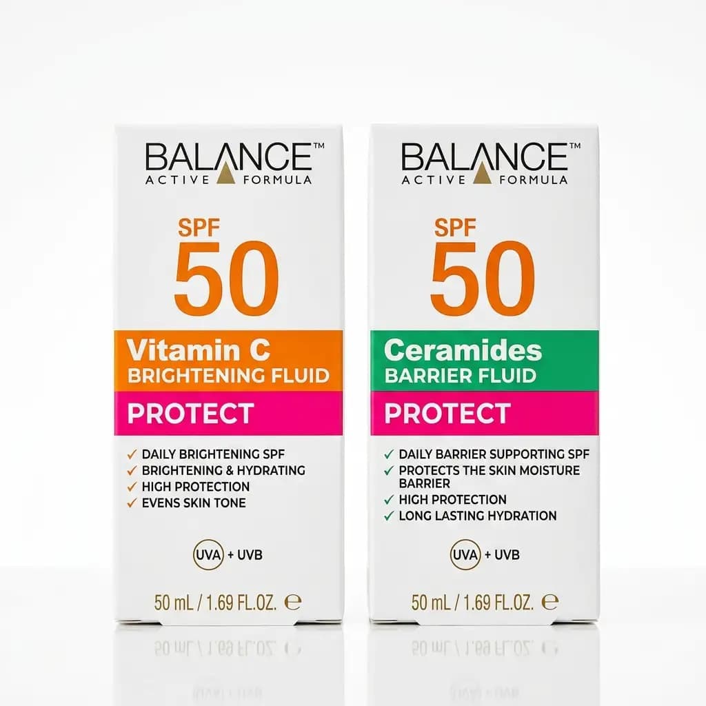 Balance Active Formula SPF 50 Vitamin C Brightening Fluid & Ceramides Barrier Fluid 50ml