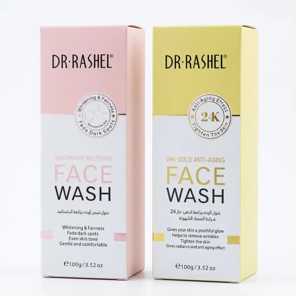 Dr. Rashel Niacinamide Whitening Face Wash & 24K Gold Anti-Aging Face Wash 100g