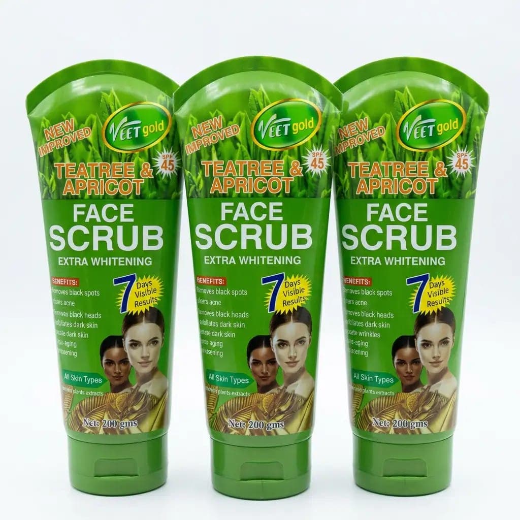 Veet Gold Tea Tree & Apricot Extra Whitening Face Scrub SPF45 200g