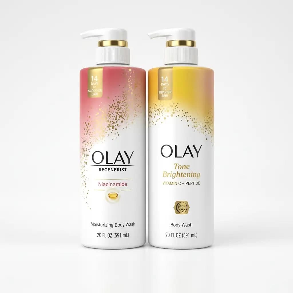 Olay Regenerist Niacinamide Body Wash & Olay Tone Brightening Vitamin C + Serum Body Wash 591ml